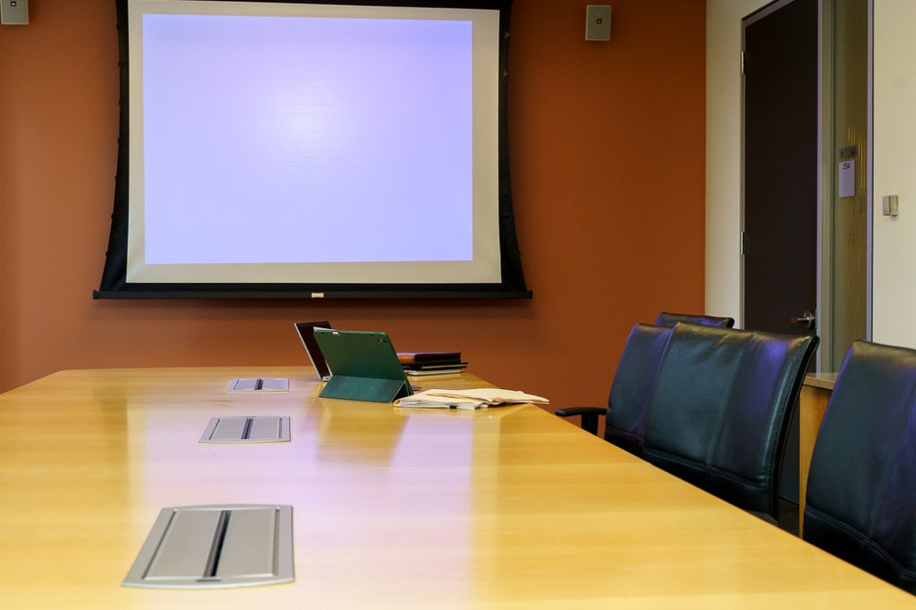 Conference room for arbitration with projector