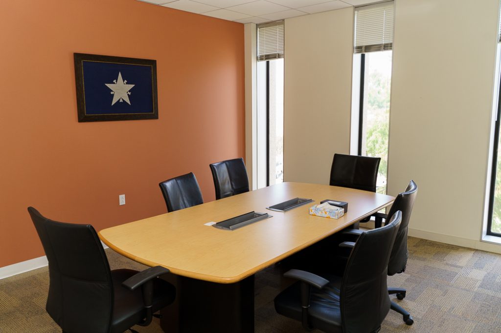 Private conference room with 6 rolling chairs